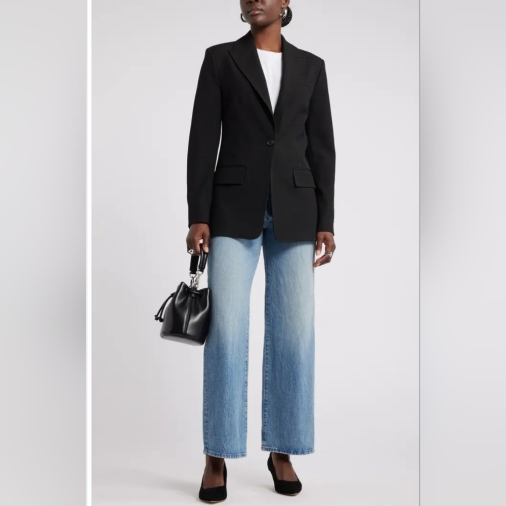 NORDSTROM WOMEN'S BLACK ONE BUTTON BLAZER SIZE MEDIUM